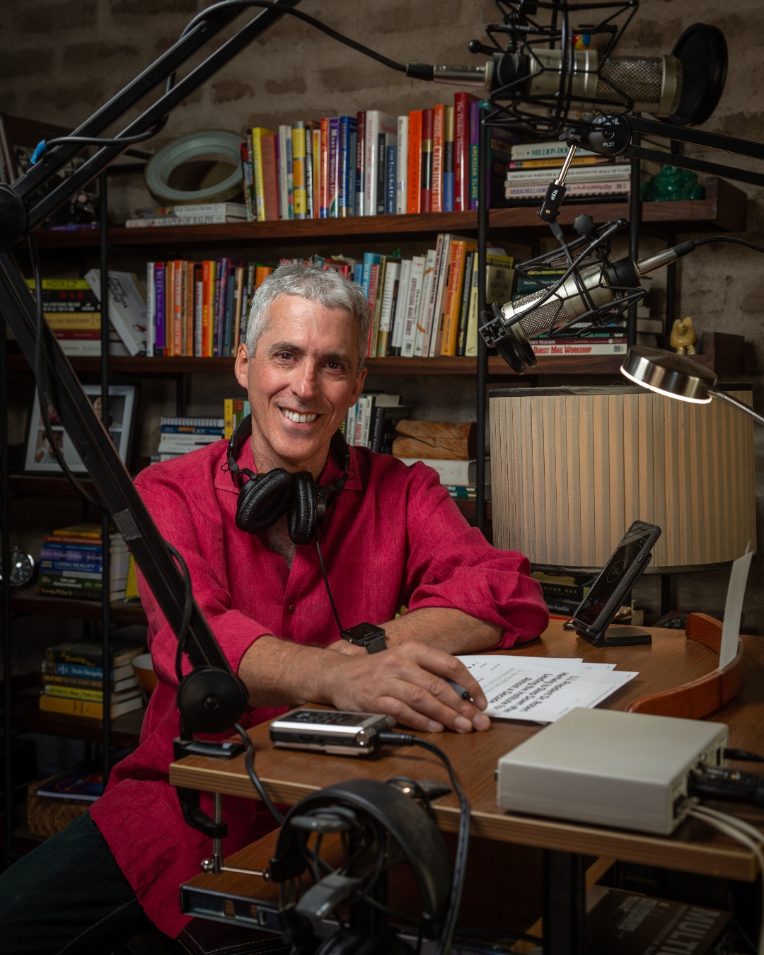Michael Jans at his podcast desk — founder of The Society of Insura-Preneurs